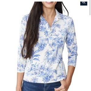 J. McLaughlin Blue and White court top